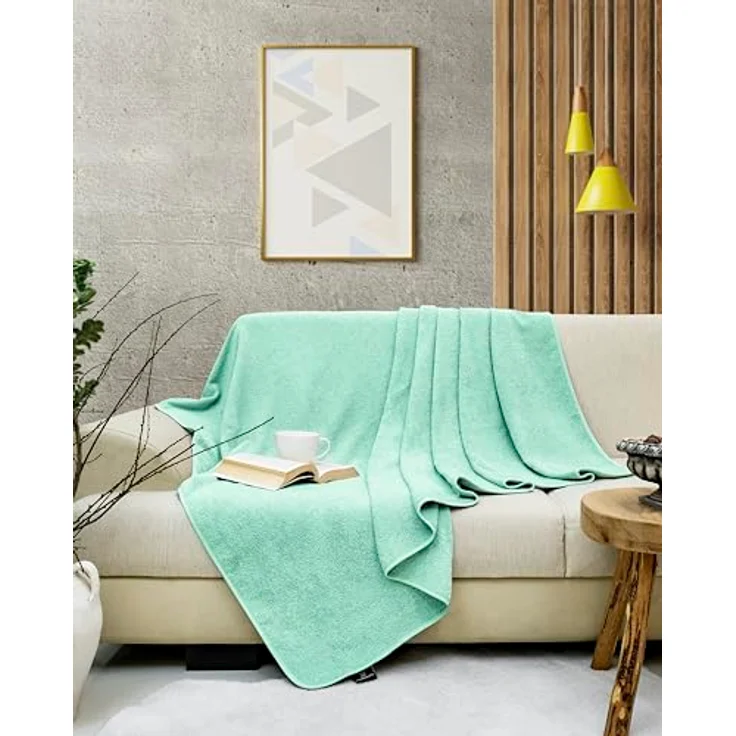 Wohndecke LAYNENBURG Frotteedecke Baumwolle 150x200 cm – Sommer & Sofa, Laynenburg, Baumwolldecke als Sommer, Bett-Überwurf, Couch-Überwurf, Sofa-Decke – Bild 5