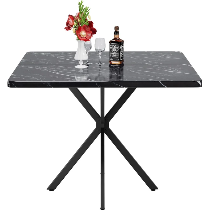 JARDJ Quadratischer Esstisch im Mid-Century-Modern-Stil für 4–6 Personen – platzsparend, geeignet für Küche, Esszimmer oder Büro (Schwarz) – Bild 4