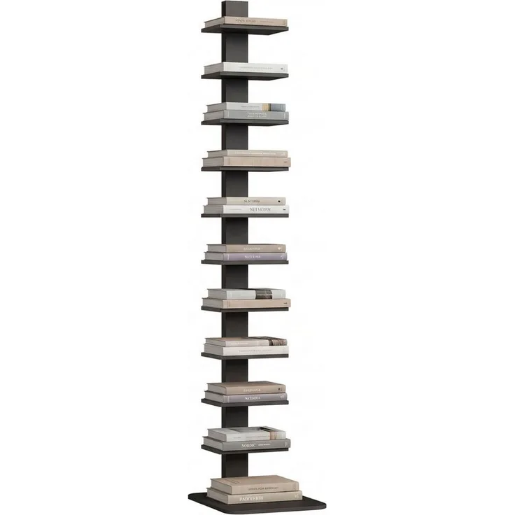 MC Star Bücherregal Modernes, 11-stöckiges Hochregal im Industrial-Stil, platzsparend, 34,5 x 41,5 x 163,5 cm, Schwarz