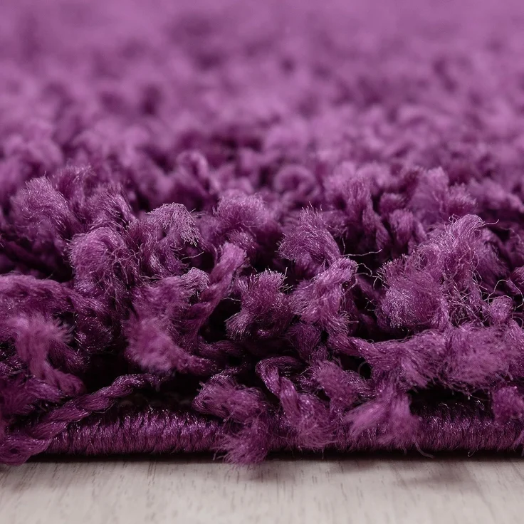 HomebyHome Hochflor Wohnzimmer Teppich 200x290 cm Einfarbig Lila Teppich Langflor Shaggy Modern Teppich für Schlafzimmer, Pflegeleicht Flauschig Weich Rechteckig Großer Teppich – Bild 3