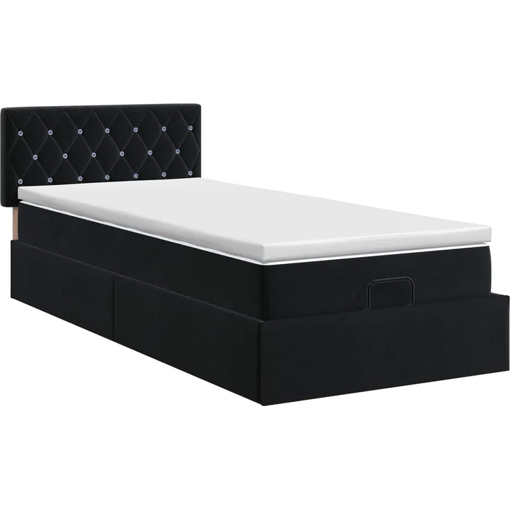 vidaXL Ottoman Bett mit Matratze mit Kopfteil Schwarz 80 x 200 cm Samt 3457613 – Bild 8