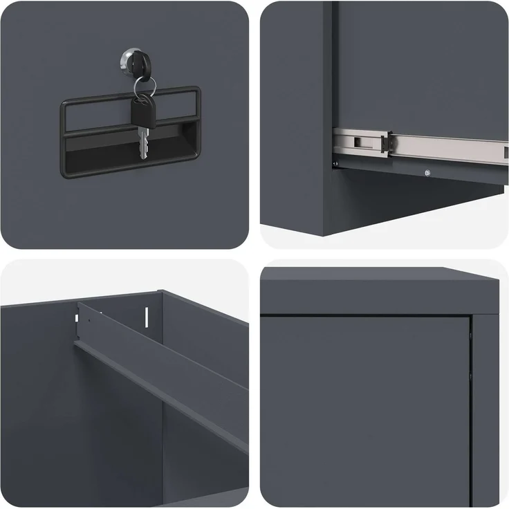 vidaXL Aktenschrank Anthrazit 44 x 50 x 106,5 cm Kaltgewalzter Stahl 891600 – Bild 10