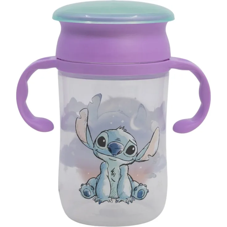 Disney Stitch Trinklernbecher 395 ml – 360° Becher mit Griffen und Deckel