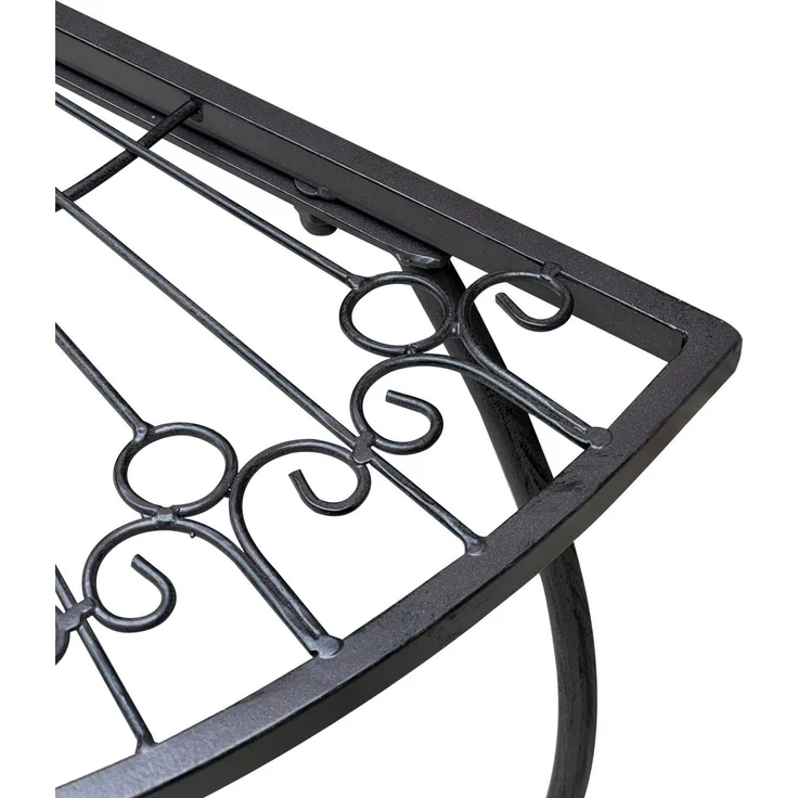 Beistelltisch Metalltisch Garten Vintage Style halbrund klappbar schwarz-kaffeebraun – Bild 2