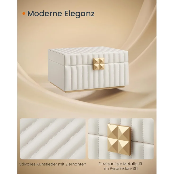 Songmics HOME Schmuckkästchen 2 Ebenen, mit Spiegel, flexibles Schmucktablett – Bild 3