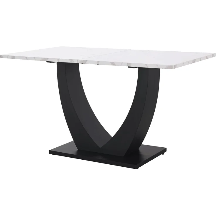 140 x 75.5cm Esstisch,(1-St), moderner Küchentisch, Gestell aus Metall Rechteckiger Esstisch aus Moderner Marmormuster Küchentisch mit verstellbaren Füßen für Esszimmer Wohnzimmer, Weiß/Schwarz – Bild 8