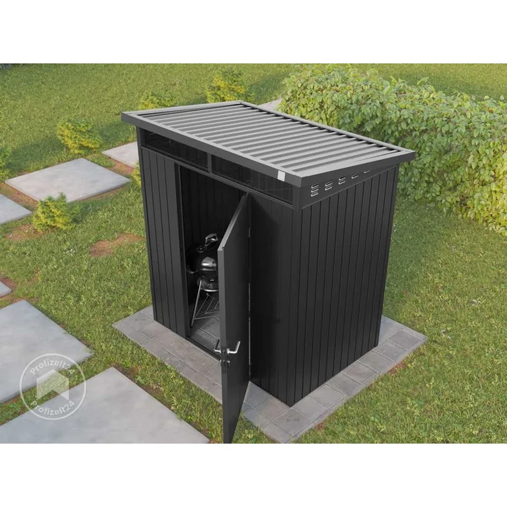 GFP Primeyard Gerätehaus Metall Gartenhaus 180x120x205 cm Geräteschuppen Satteldach anthrazit – Bild 3