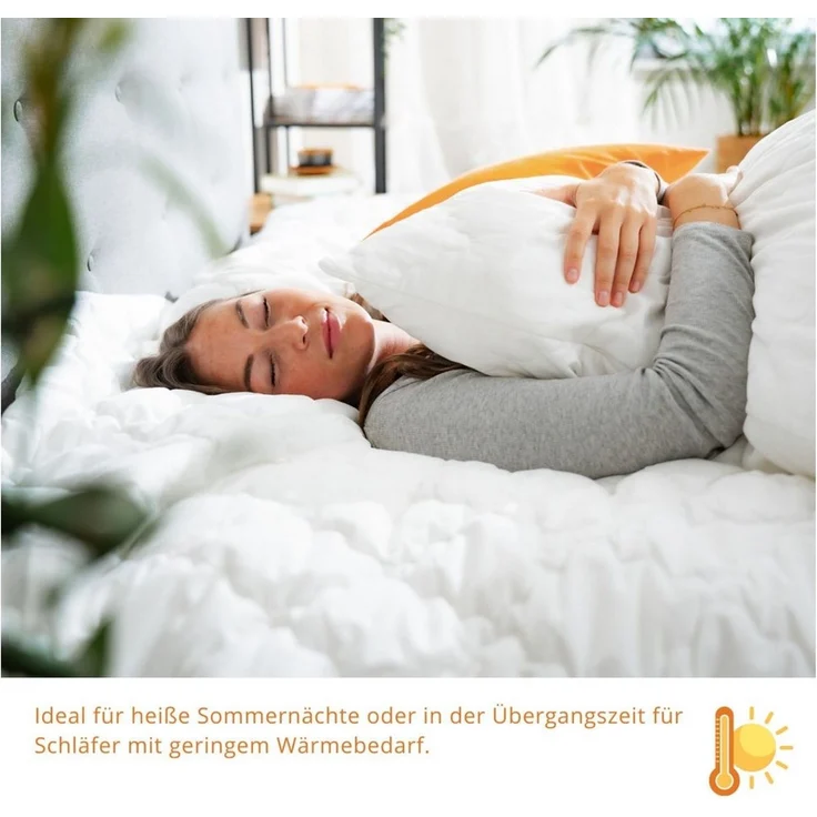 sleepling Baumwollbettdecke, Bambus, Füllung: 60% Viskose / 40% Polyester, Bezug: Baumwolle versteppt mit Viskose, vegan, sommerleicht, feuchtigkeitsregulierend, antimikrobiell – Bild 2
