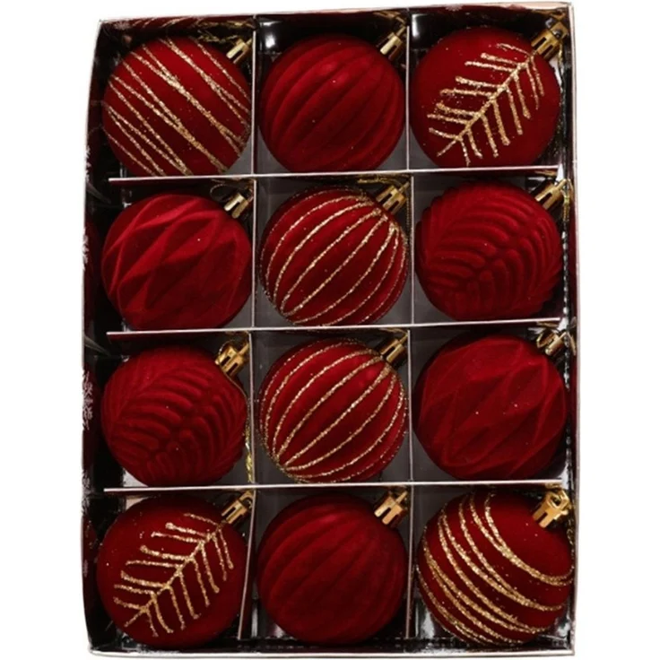 Coonoor Weihnachtsbaumkugel Weihnachtskugeln aus Samt, 12er Set Samt Weihnachtsdeko, Christbaumschmuck – Bild 2