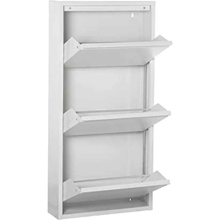 DRW d'casa Schuhschrank aus Metall, mit 5 Klappen, Weiß, 50 x 166 x 169 cm. – Bild 2