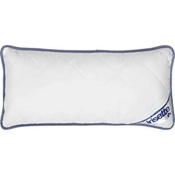 Irisette Body Contour Kopfkissen 2er-Set 40x80 cm mit abnehmbarem Bezug aus softer Microfaser, waschbar bis 60°C, weiß / blau, Öko-Tex zertifiziert, produziert nach deutschem Qualitätsstandard