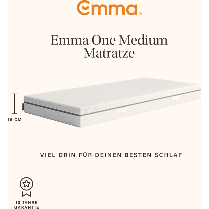 Emma 'One Medium' Viscoschaum-Matratze, 80x200 cm, 85 % Polyester / 15 % Polypropylen, Weiß – Bild 2