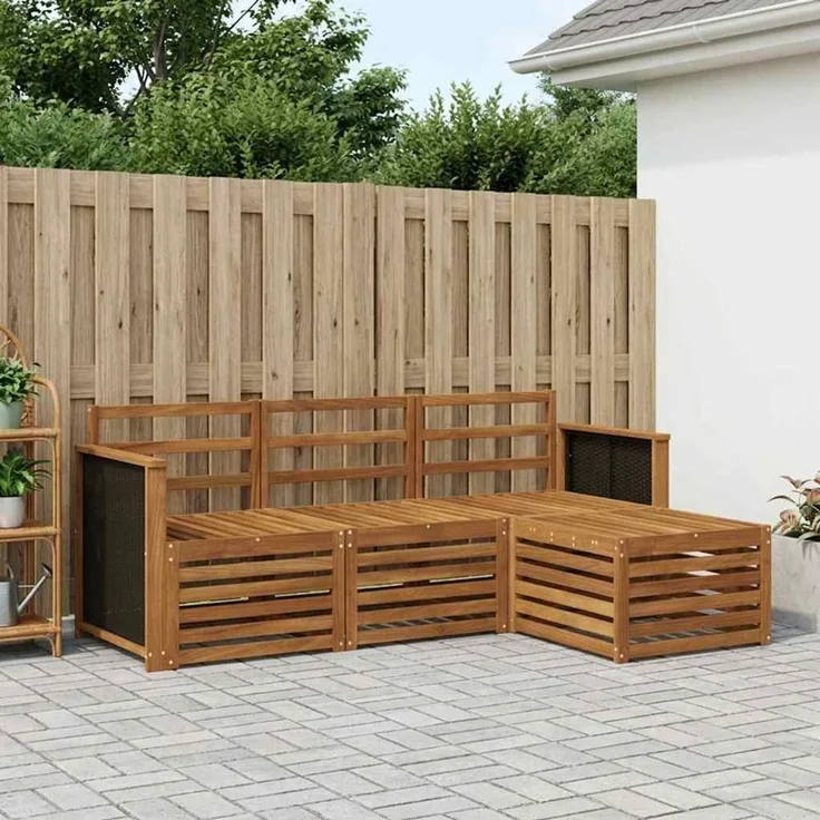 vidaXL Outdoor-Sofagarnitur 4 stk. 4-Sitzer Natur Massivholz Akazie 3384190