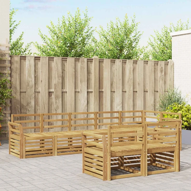 vidaXL Outdoor-Sofagarnitur 8 stk. 8-Sitzer Weiß Massivholz Akazie 3392034 – Bild 1