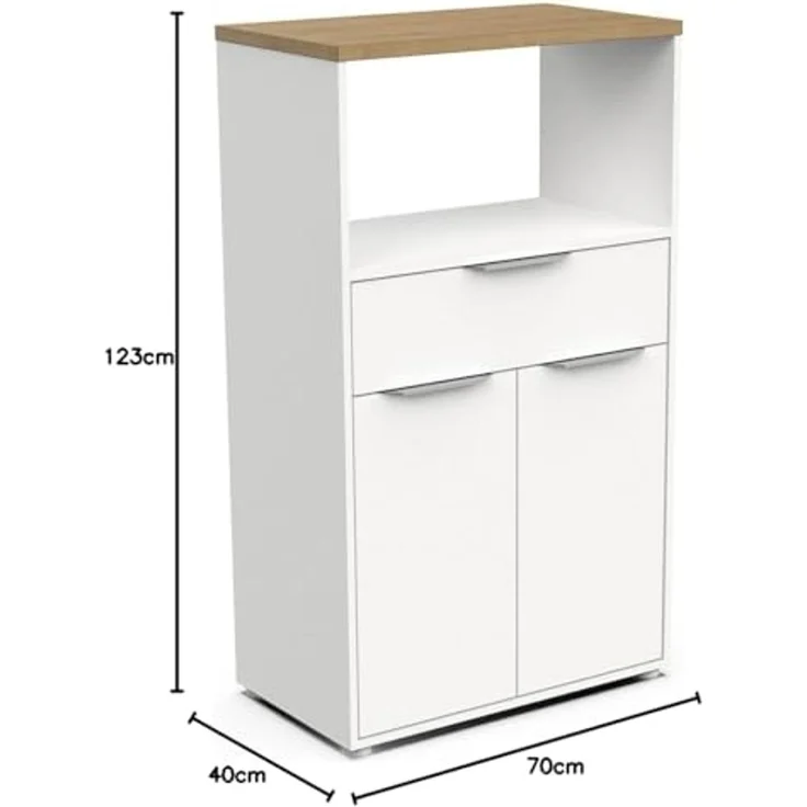 habeig Kücheninsel Küchenschrank Abstellschrank Küchenmöbel weiß 123x70cm, hochwertige dicke Materialien – Bild 3