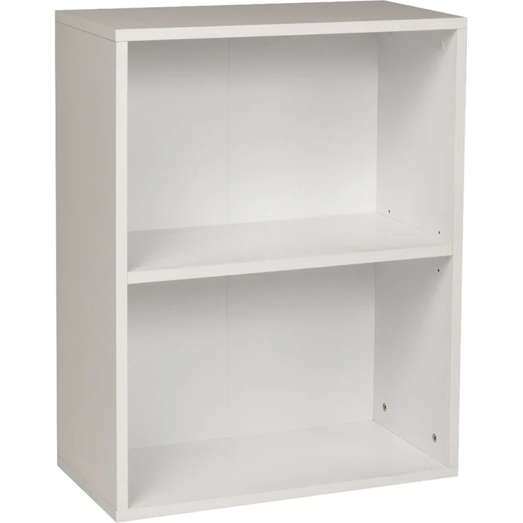 furni24 Breites Bücherregal mit 2 Fächern, Holzregal, Würfelregal, Aufbewahrungsregal, weiß, 60 x 31 x 77h – Bild 2