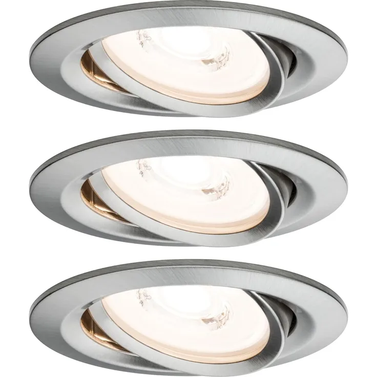 Paulmann No. 93944 LED Einbauleuchten-Set Reflector Coin dimmbar 6,8W, Eisen gebürstet, 3er Set