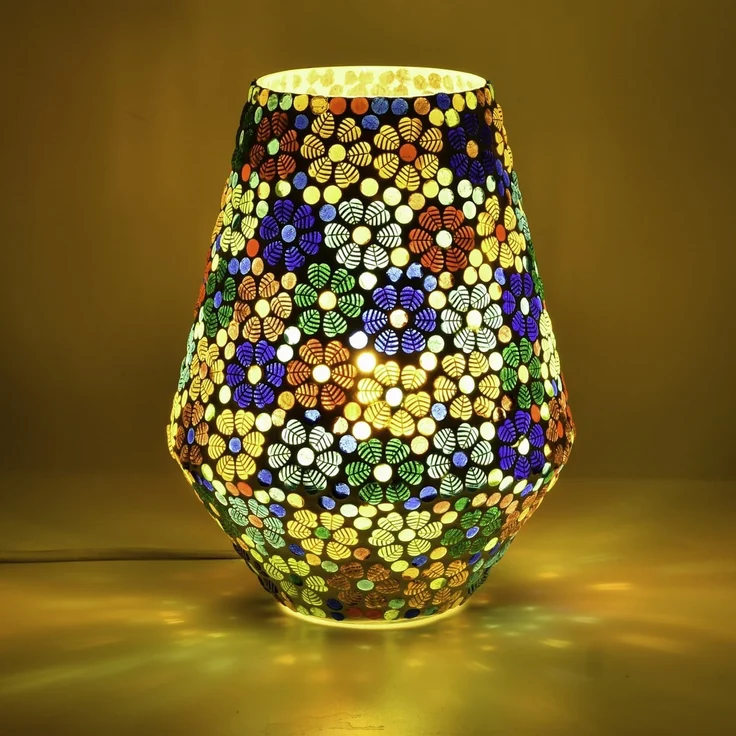 Marrakesch Orient & Mediterran Interior Nachttischlampe Boho Deko tischlampe Nachtischlampe aus Glas Mosaik Fikus -3-, Handarbeit – Bild 3
