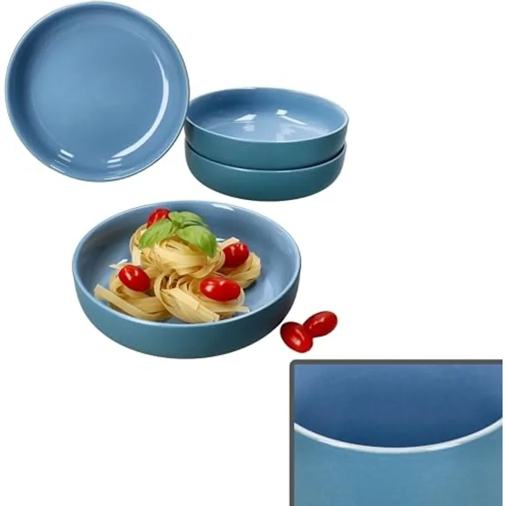 Ritzenhoff & Breker Suppenteller Ritzenhoff 4x Jasper Suppenteller 610ml Ozeanblau Steingut 4 Pers.