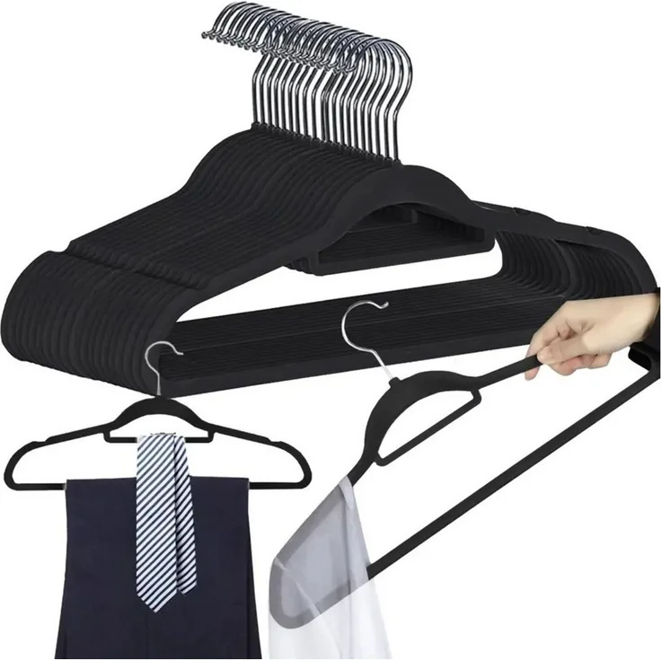 LA CUTE Kleiderbügel Kleiderbügel-Set rutschfest 10er-Pack mit Haken für Schals & Gürtel, (Kleiderbügel-Set aus robustem Kunststoff mit rutschfester Beschichtung, 10-tlg), Rutschfeste Kleiderbügel mit drehbarem Haken und Multifunktionshaken