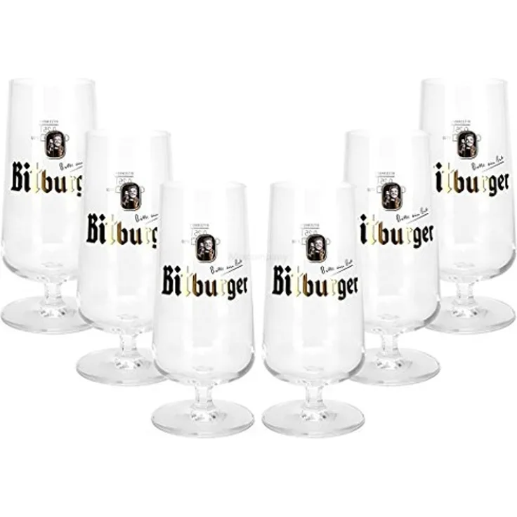 Bitburger Bierglas Kelch Bier Glas Gläser Set - 6x Bierkelche 0,25l geeicht