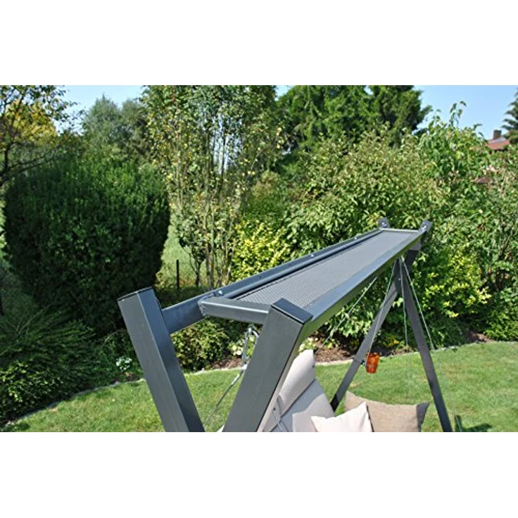 Angerer Freizeitmöbel Hollywoodschaukel 'Relax Smart' 3-Sitzer, ergonomische Sitzfläche, gepolsterte Kopfteile, abnehmbare Kissenbezüge, pulverbeschichtetes Stahlgestell, denim – Bild 4