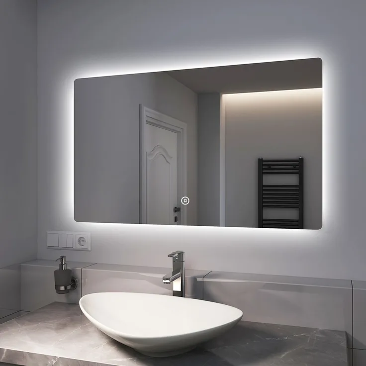 EMKE Badspiegel mit LED Beleuchtung Kaltweiß/Warmweiß/Neutralweiß Dimmbar 100x60cm Wandspiegel