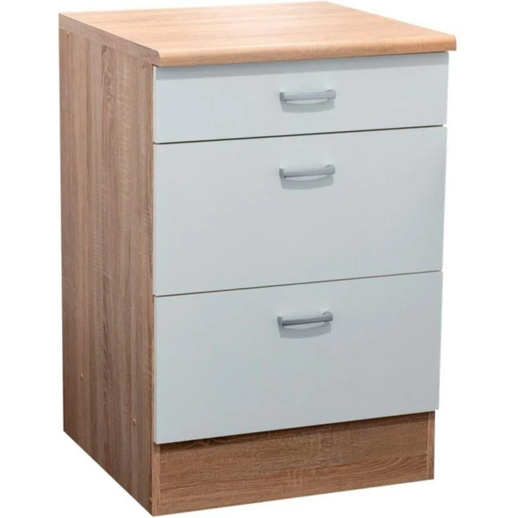 Unterschrank >Ailina< in Sonoma-Eiche / weiß, Holzwerkstoff - 60x90x60cm (BxHxT) – Bild 2