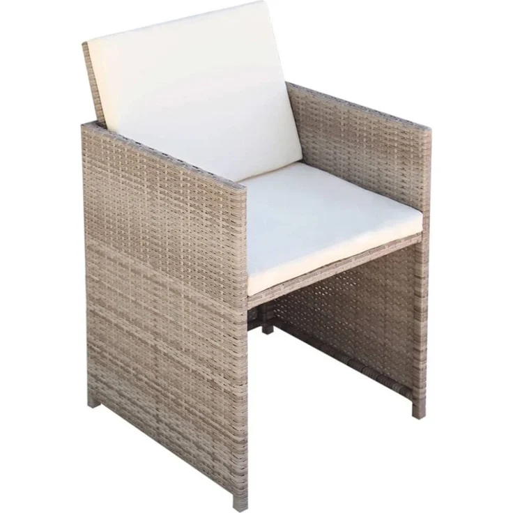 vidaXL 11-tlg. Garten-Essgruppe mit Auflagen Poly Rattan Beige 42557 – Bild 8