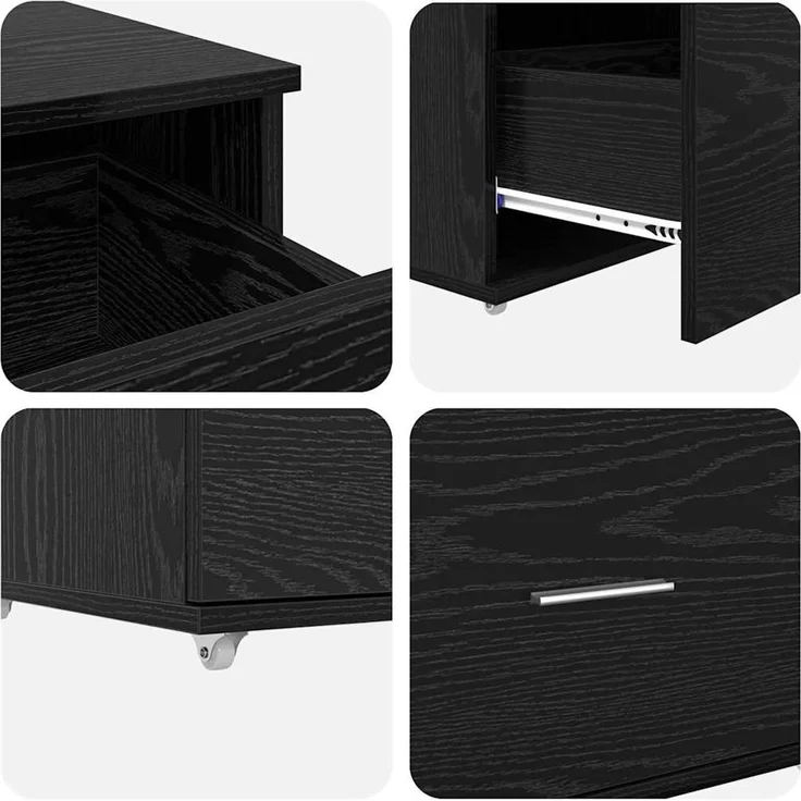 vidaXL Schubladenschrank Mit Rad Schwarz Eichen-Optik 55 x 45 x 31 cm 869307 – Bild 9
