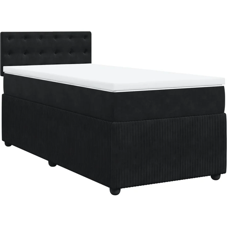 vidaXL Boxspringbett mit Matratze Schwarz 90x190 cm Samt 3287616 – Bild 2