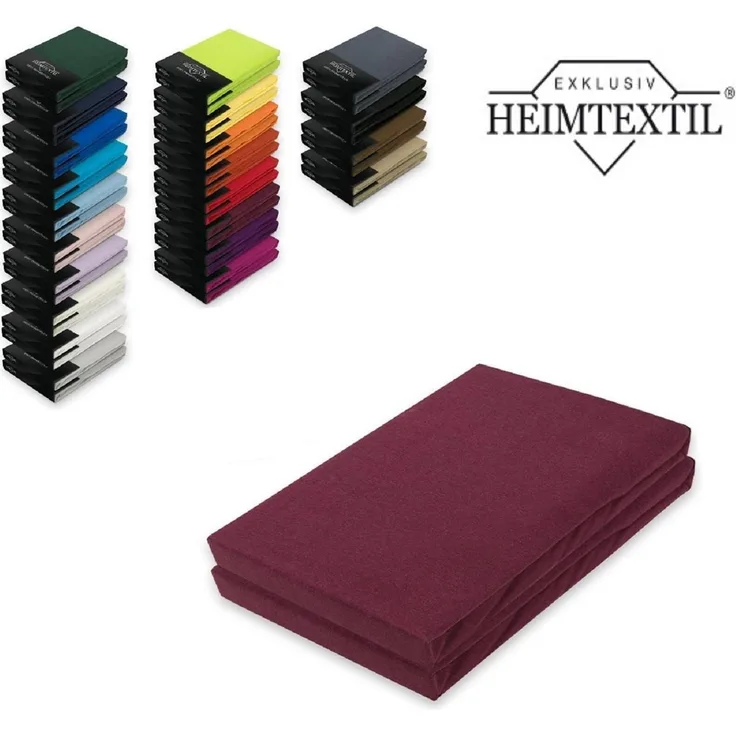 Doppelpack Marke Jersey Spannbettlaken 60 x 120 - 70 x 140 cm Bordeaux