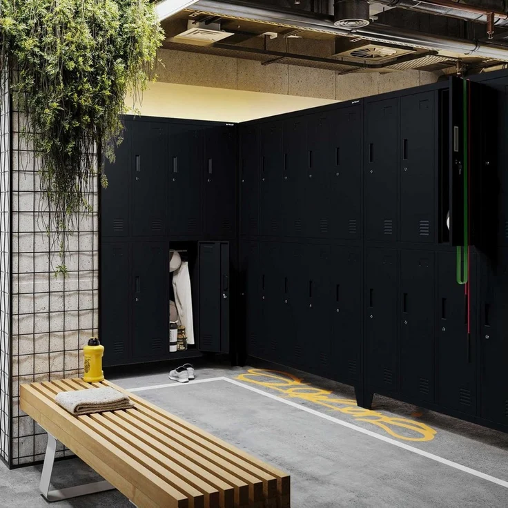 Jan Nowak Mehrzweckschrank Metall Kleiderspind 136 cm BARTEK 10 Fächer abschließbar Stahl (Stahl pulverbeschichtet PZH-zertifiziert) Garderobenschrank Schloss je Fach hoch robust 12 Farben PZH – Bild 3