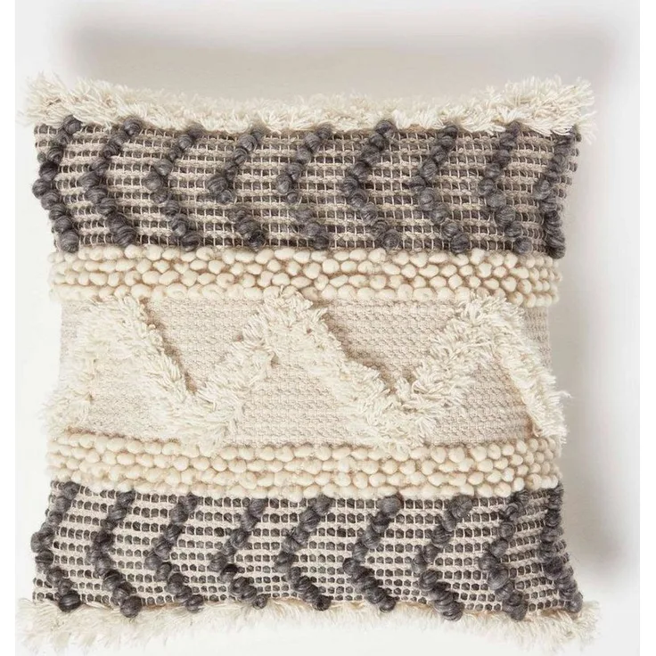 Homescapes Dekokissen Kelim Kissen Lindi creme-grau – Kissen 45x45 cm mit Füllung