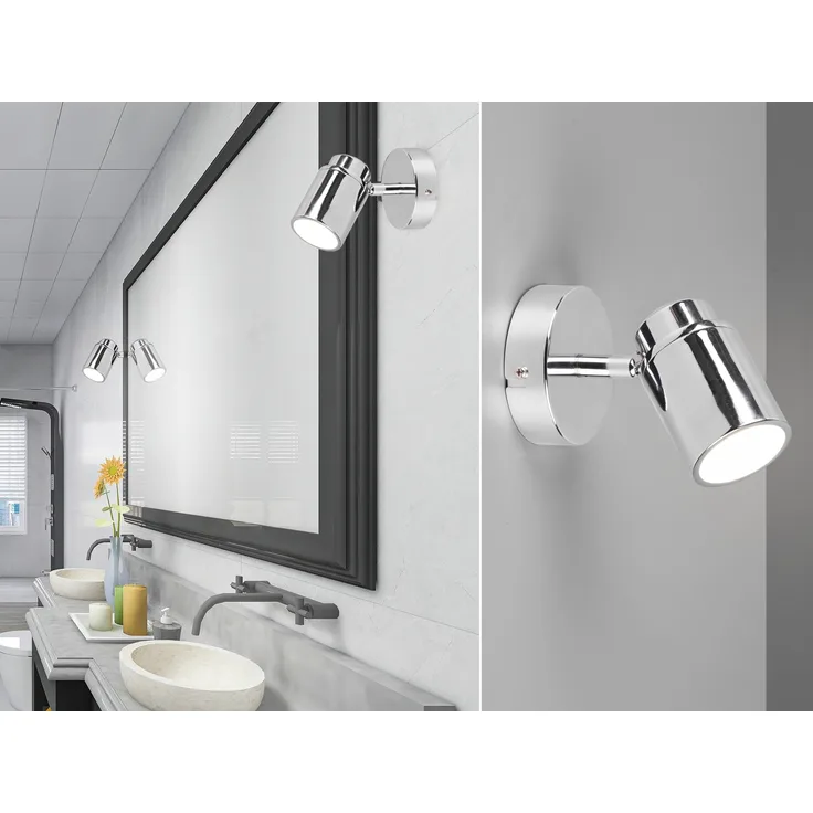 Wandstrahler Badezimmerlampe ANGELO Silber Chrom, Breite 10,5cm