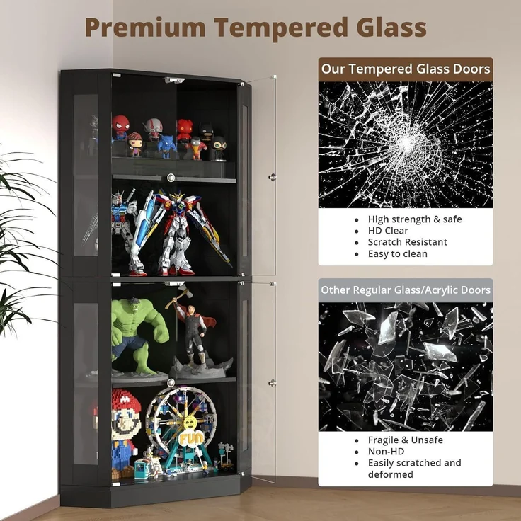 Eckvitrine mit gehärtetem Glas LED Beleuchtung – Bild 3