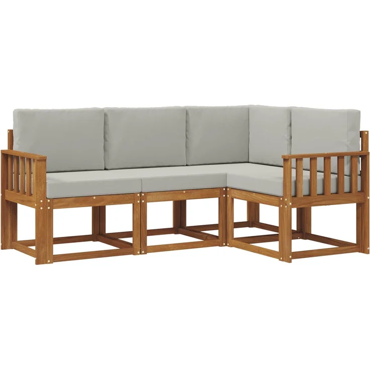 vidaXL Outdoor-Sofagarnitur 4 stk. 4-Sitzer Natur und Hellgrau 3366319 – Bild 2