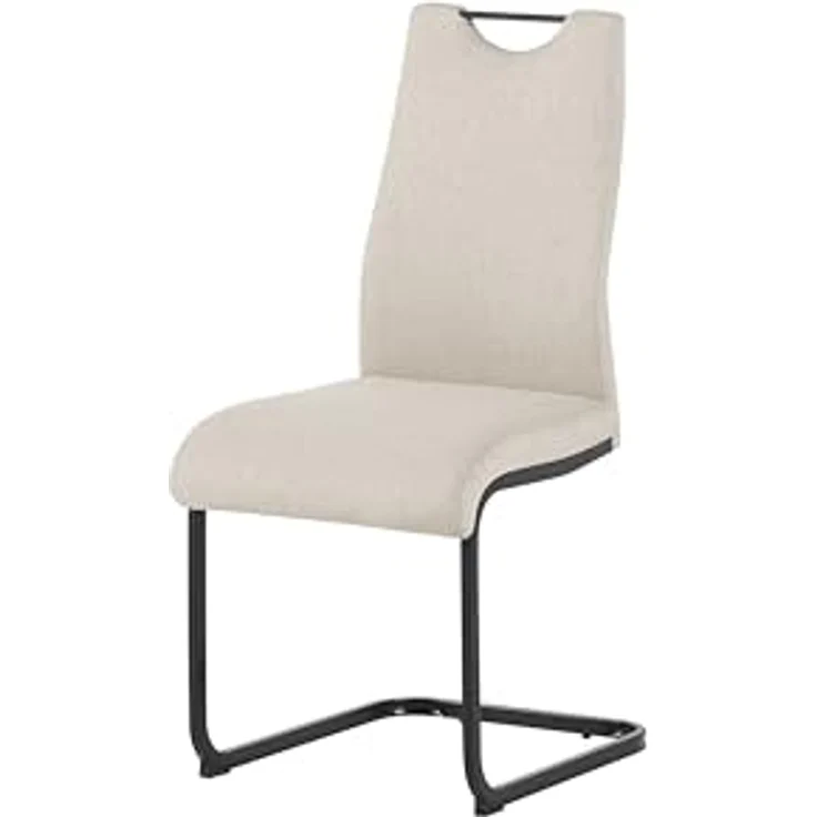 byLIVING Freischwinger 2er Set Capri, Webstoff Taupe, Metall schwarz, mit Griff und bequemer Polsterung, Schwingstühle, Polsterstühle, Maße: B 44, H 88, T 55 cm – Bild 7