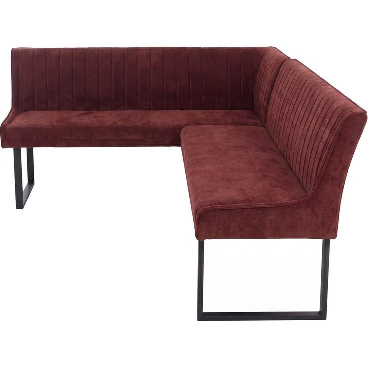 Eckbank HWC-O82, Esszimmerbank Bank, Öko-Tex (310g/m²) Chenille Stoff/Textil Metall 159x210 cm ~ rot – Bild 8