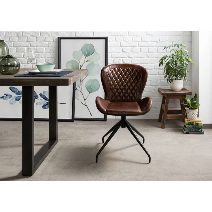 Stuhl Echtleder 61x52x86 braun IRON LABEL #112 – Bild 3