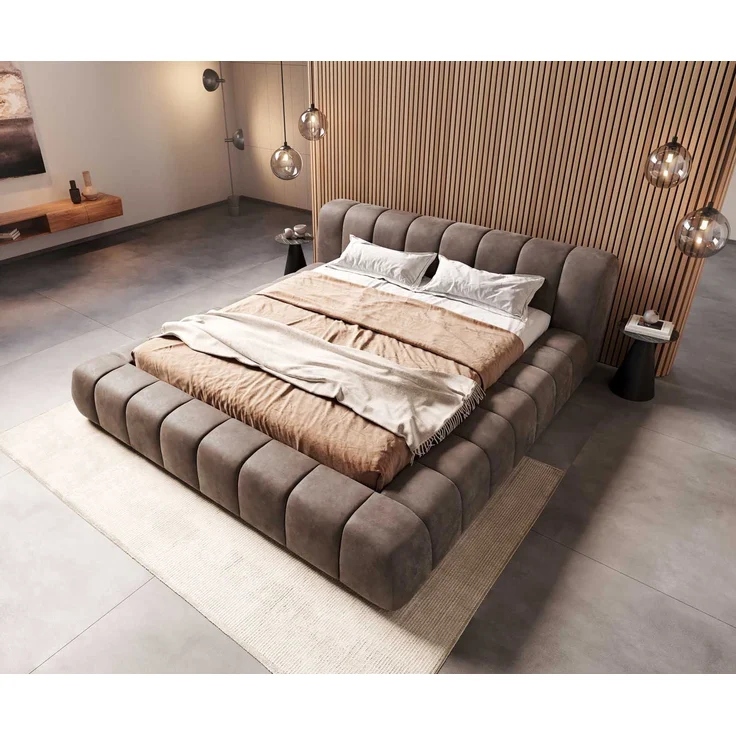 Polsterbettgestell Cutio 180x200 cm Mikrofaser Taupe Vintage – Bild 4