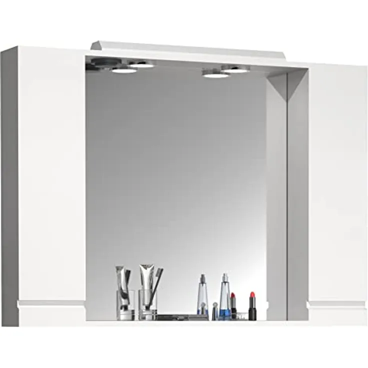 MID.YOU Mid.you Spiegelschrank, Weiß, Holzwerkstoff, 4 Fächer, erweiterbar, 100x71x14 cm, Badezimmer