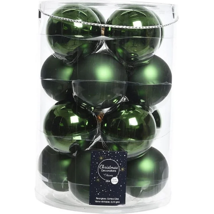 Kaemingk Weihnachtsbaumkugel Weihnachtsbaumkugeln Glas Ø 8 cm 16 Stück grün