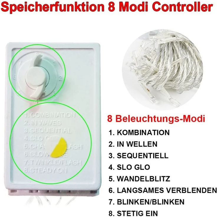 Sunicol Lichterkette 10-100M 8 Modi Lichterkette mit Stecker, für DIY Schlafzimmer Party Garten Hochzeit Deko – Bild 2