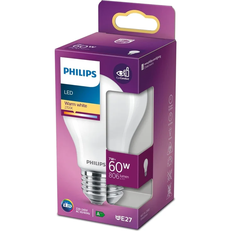 Philips LED Classic E27 Lampe, 60 W, Tropfenform, matt, warmweiß – Bild 3