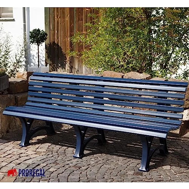 PROREGAL Gartenbank Jamaika, 4-Sitzer in Blau, witterungsbeständiger und UV-beständiger Kunststoff, HxBxT 80 x 200 x 64 cm – Bild 6