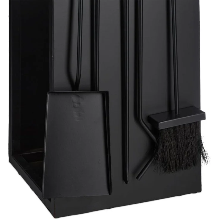 Schwarzes Kaminholzregal mit Besteck 10047806 – Bild 7