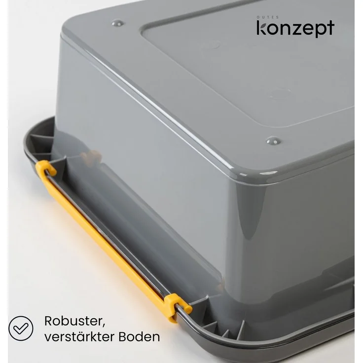 KONZEPT Aufbewahrungsbox mit Deckel, Stapelbox aus hochwertigem Kunststoff (15L - ‎40 x 30 x 21,5 cm) – Bild 3