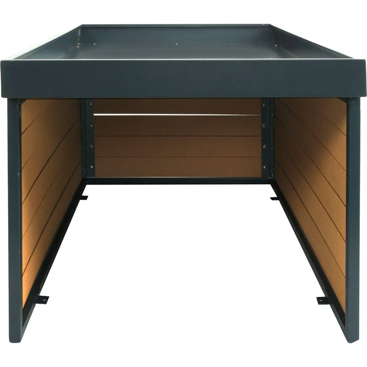 XL Mähroboter-Garage mit Pflanzkasten HWC-L45, Dach Unterstand für Rasenmäher, WPC Metall 47x70x94cm ~ Eiche-Optik – Bild 7