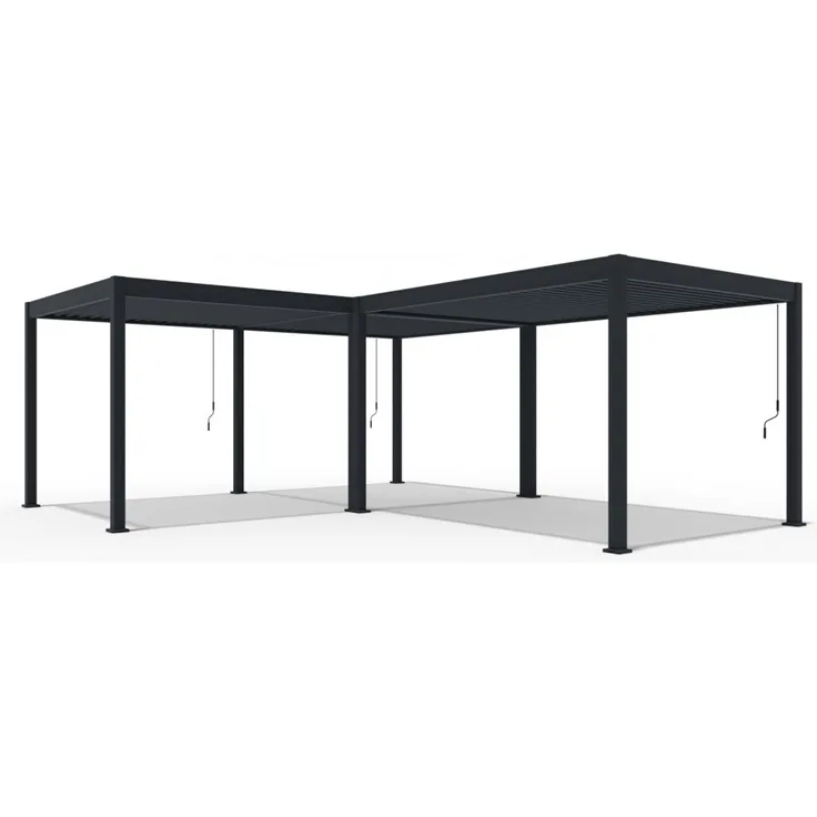 Weide Deluxe | Pergola Voll Aluminium freistehend | 6 x 7 M | Lamellendach anthrazit + Verbindungskit 3 Meter